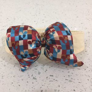 Disney Park Disney Tails "Retro Mickey Print" Cream Bowtie Collar 12-15